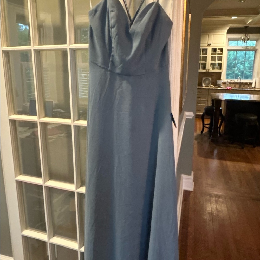 Lulu's Strapless Gown in Slate Blue